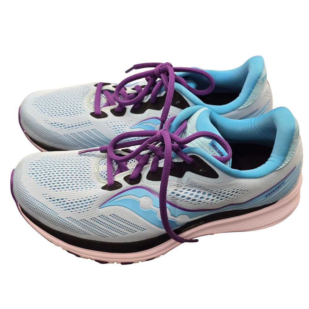 Saucony Ride 15 Sz 9.5 Blue Purple Running Shoes Athleisure‎ Gorpcore Walking
